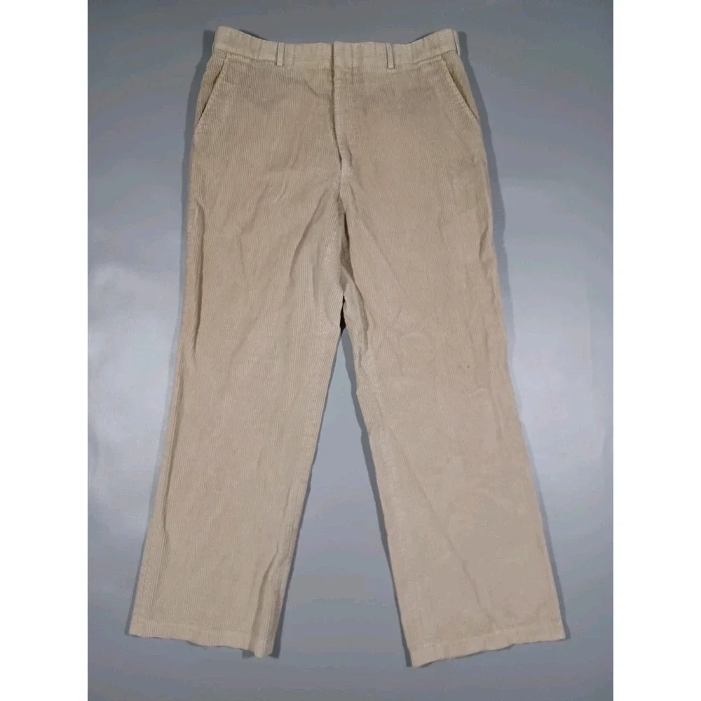 LL Bean Pants Mens 36x30 Khaki Corduroy Straight Leg Made In USA